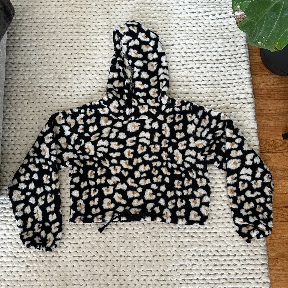 Wild Fable Target Teddy Cropped Hoodie Sweatshirt (L)